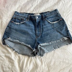 Abercrombie & Fitch Blue Jean Shorts Distressed Cut-Off Hem